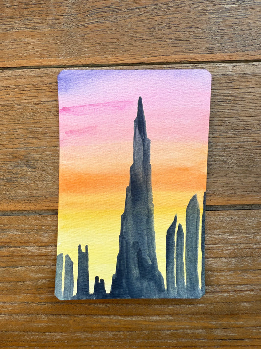 Sunset Over Dubai – A6 Skyline Silhouette Mini