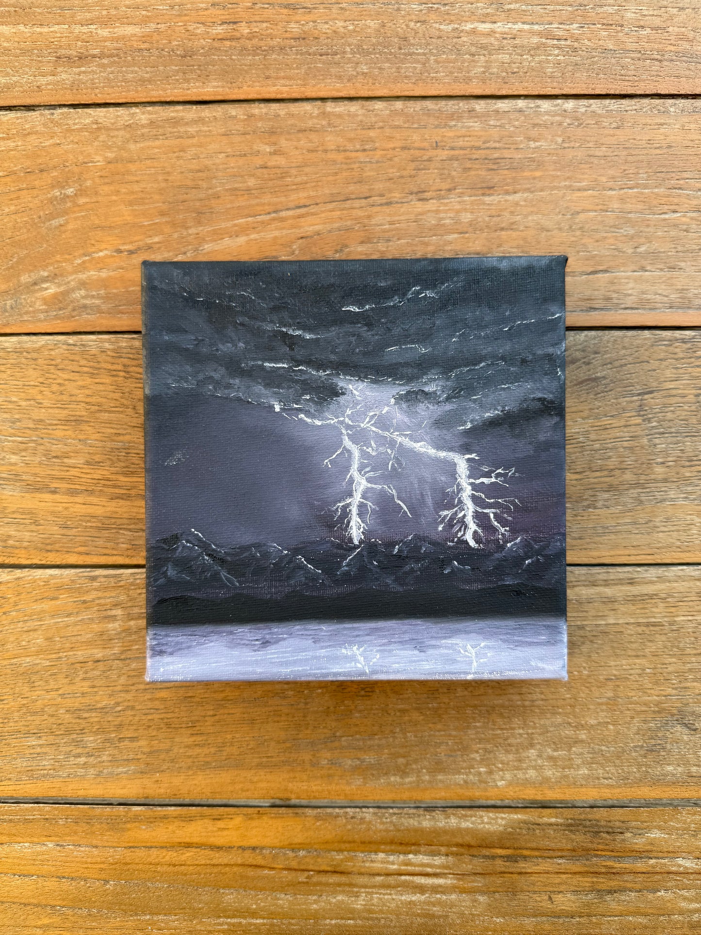 The Lightning Trio – Stormscape Mini Oil Paintings
